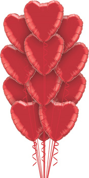 A-Dozen-Red-Hearts Balloon Bouquet