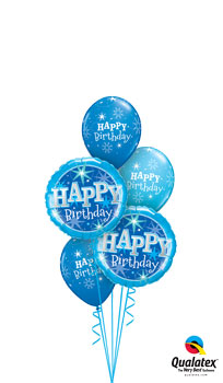 Birthday Blue Sparkle Balloon Bouquet