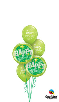 Birthday Green Sparkle Balloon Bouquet