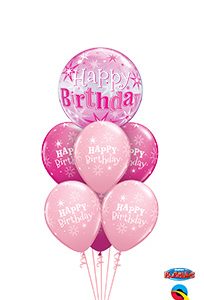 Birthday-Pink-Sparkle-Bubble Balloon Bouquet
