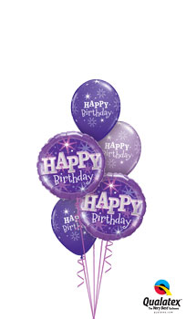 Birthday Purple Sparkle Balloon Bouquet