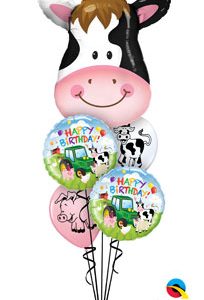 Contented Cow Birthday Balloon Bouquet
