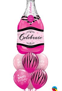 Pink Champagne Birthday Balloon Bouquet