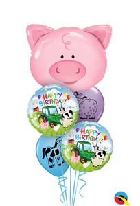 Playful Pig Birthday Balloon Bouquet