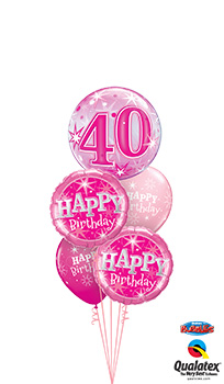 pink-starburst-bubble-birthday Balloon Bouquet